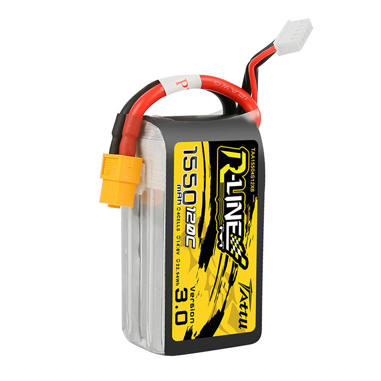 Tattu R-Line Version 3.0 1550mAh 14.8V 120C 4S1P Lipo Battery Pack With XT60 Plug Tattu R-Line Version 3.0 1550mAh 14.8V 120C 4S1P Lipo Battery Pack With XT60 Plug
